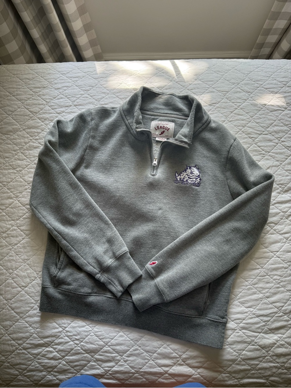 League TCU Quarter-Zip Pullover Sweater in Heather Gray